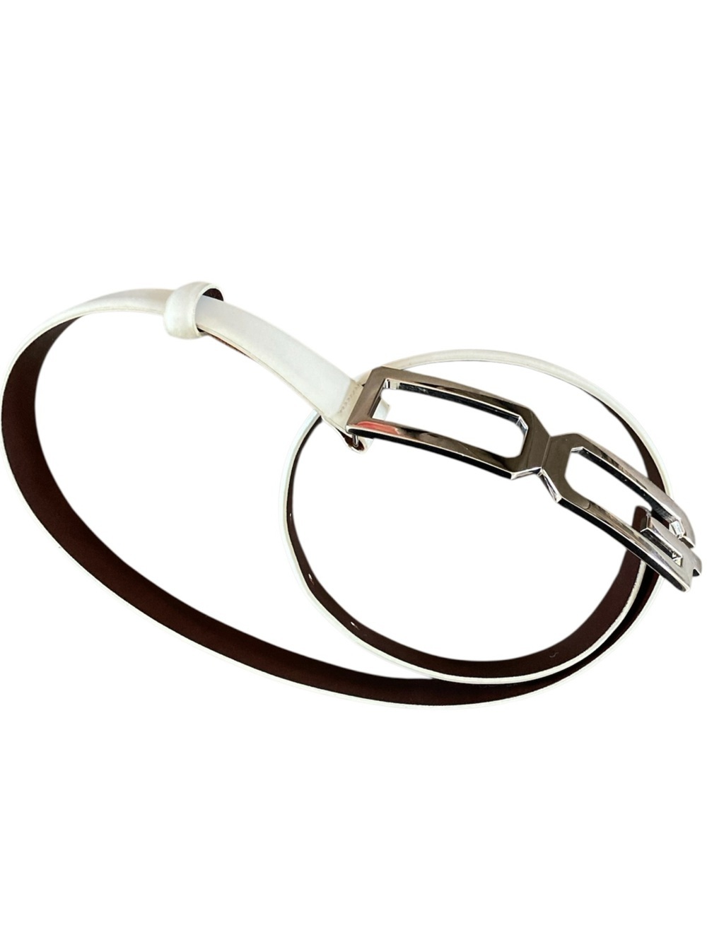 Dolce & Gabbana Ivory Leather Geometric DG Buckle Belt Made in Italy 80cm - Picture 8 of 12